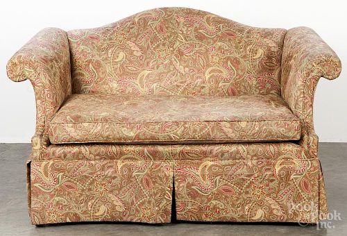 Chippendale style mahogany love seat, 34'' h., 55'' w.
