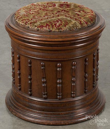 Mahogany commode stool, 19th c., 16'' h., 16 1/2'' w.
