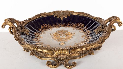 House of Wilson Gilt Bronze and Porcelain Charger
