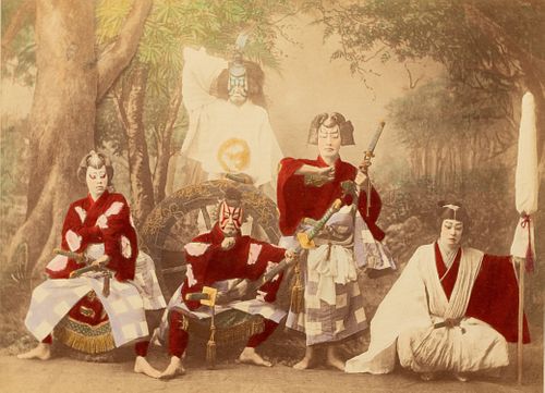 Japanese Actors with Samurai Swords, Albumen Photo