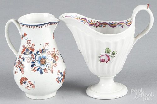 Two English porcelain creamers, ca. 1800, 4'' h. and 4 1/2'' h.