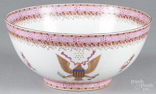 Reproduction Chinese export punch bowl with eagle decoration, 6 1/2'' h., 14'' dia.