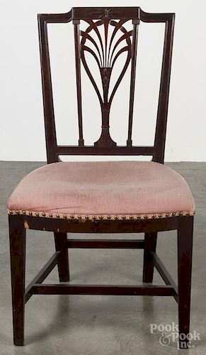 Hepplewhite mahogany raquetback dining chair, ca. 1800.