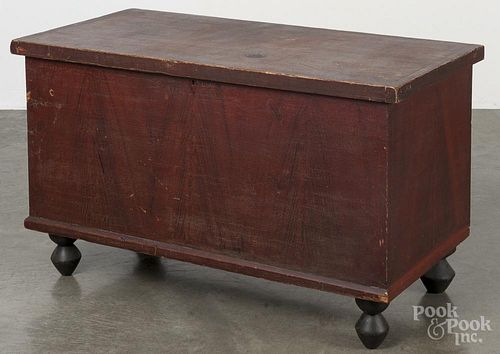 Pennsylvania painted pine blanket chest, 19th c., the till drawers, inscribed Levi Bissel