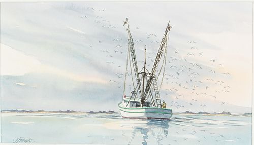 Yves Parent, Shrimp Boat, Watercolor
