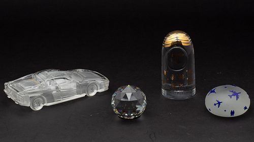 Group of 4 Miscellaneous Glass Paperweights