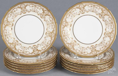 Twelve Guerin & Co. Limoges porcelain plates, 11'' dia.