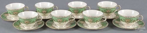 Eight Royal Worchester porcelain cups and saucers.