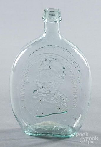 Washington Taylor aqua glass portrait flask, 8 1/2'' h.