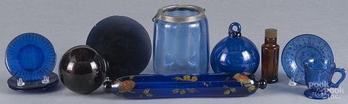 Miscellaneous glass, to include votives, a rolling pin, an inkwell, etc.