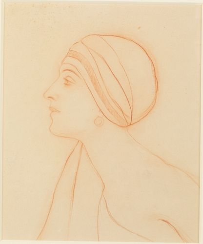 Valentino James Molina, Profile of a Woman, Drawing, c. 1920's