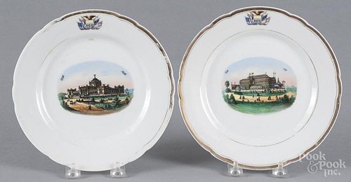 Two porcelain American Centennial plates, 8 1/8'' dia.