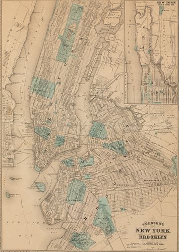 Johnson's 1866 Map of New York City and Brooklyn