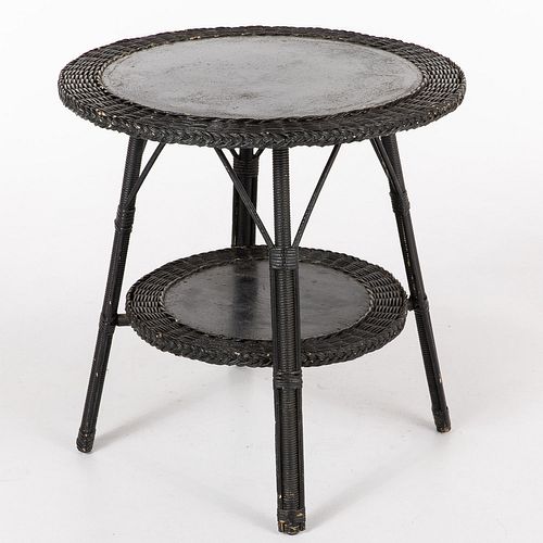 Black Painted Wicker Table 