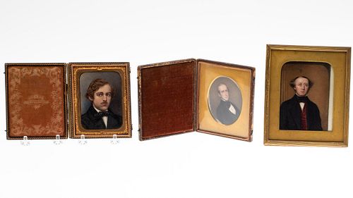 Three Portrait Miniatures of Gentlemen, 19th century