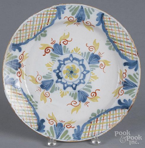 Delft polychrome charger, 18th c., 13 1/4'' dia.