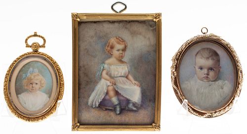 Enid Stoddard, Portrait Miniature & 2 Others 