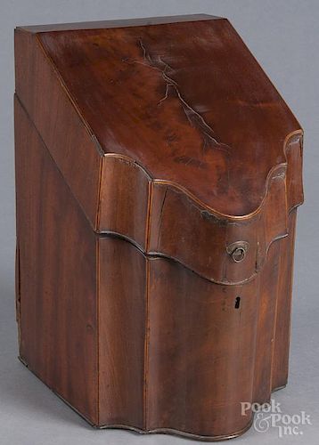 George III mahogany knife box, late 18th c., 14 1/2'' h., 8 3/4'' w.