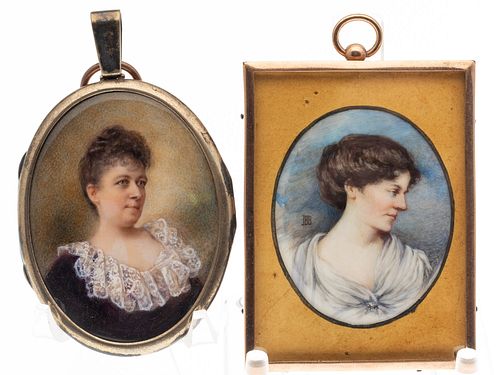 Two Portrait Miniatures of Ladies, 19th Century
