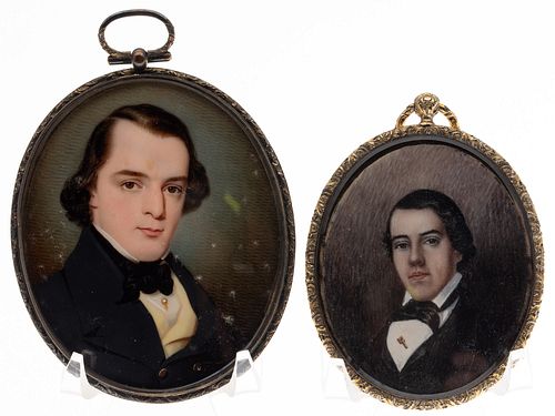 Two Portrait Miniatures of Gentlemen, 19th Century