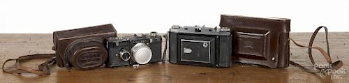 Two Zeiss Ikon cameras, to include a Contax with a Carl Zeiss Jena lens, no. 1938441