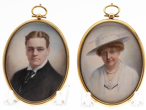J.P. Schmand, Pair of Portrait Miniatures, c. 1910