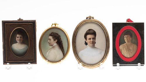 3 Portrait Miniatures of Women and Another, 19th C