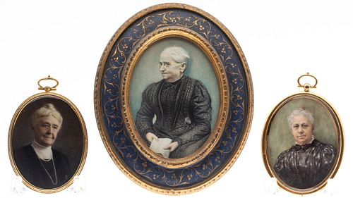 3 Miniatures of Women, 1 by C.P. Newell, 19th/20th C