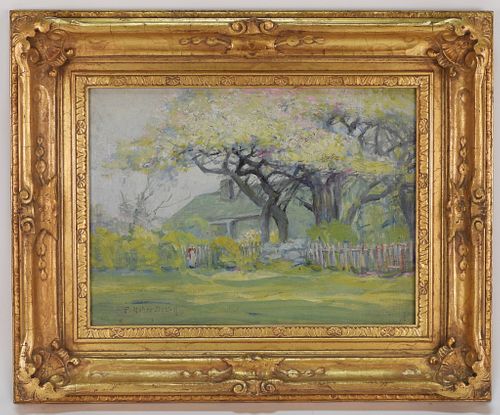 Frederick De Voll Apple Blossom Landscape Painting