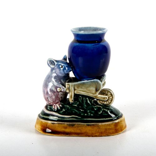 Doulton Lambeth Tinworth Mouse Figure, Wheelbarrow with Vase