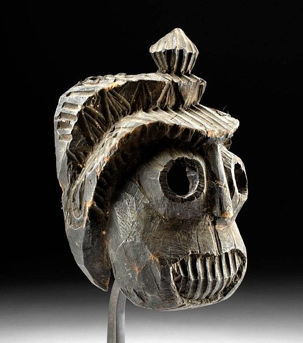 19th C. Nepalese Wood Festival Mask - Skeletal