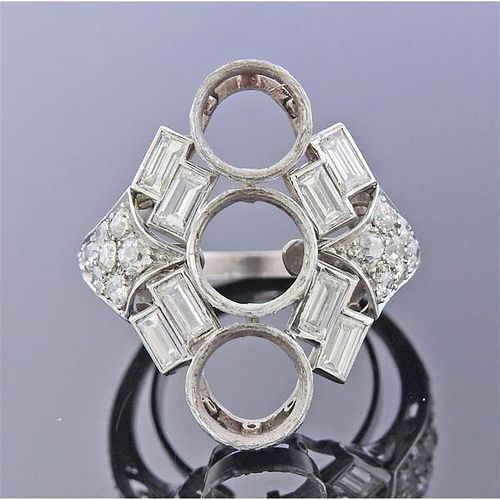 Midcentury Platinum Diamond Ring Setting