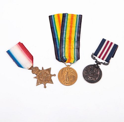 Lote de 3 medallas militares de la Gran Guerra. Gran Bretaña, Ca. 1919. Elaboradas en níquel, metal plateado y bronce.