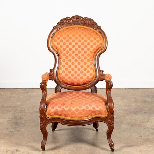 ROCOCO REVIVAL CARVED WALNUT ARMCHAIR