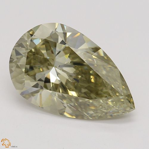 3.01 ct, Natural Fancy Brownish Greenish Yellow Even Color, SI1, Pear cut Diamond (GIA Graded), Appraised Value: $41,500 