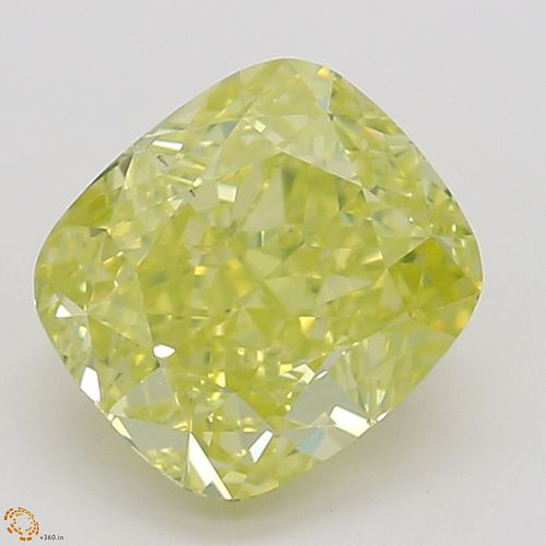 1.02 ct, Natural Fancy Intense Greenish Yellow Even Color, VS2, Cushion cut Diamond (GIA Graded), Appraised Value: $19,000 