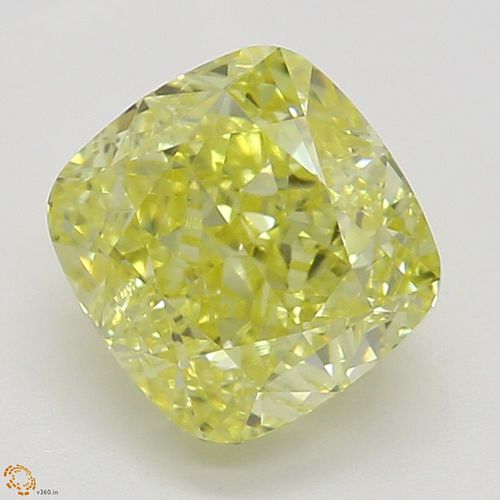 1.00 ct, Natural Fancy Intense Yellow Even Color, SI1, Cushion cut Diamond (GIA Graded), Appraised Value: $23,400 