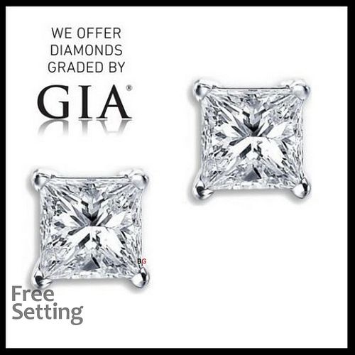 4.02 carat diamond pair Princess cut Diamond GIA Graded 1) 2.01 ct, Color G, VVS2 2) 2.01 ct, Color G, VS1. Appraised Value: $140,100 
