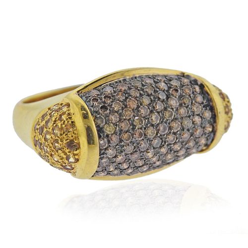Kanaris 18k Gold Fancy Diamond Sapphire Ring
