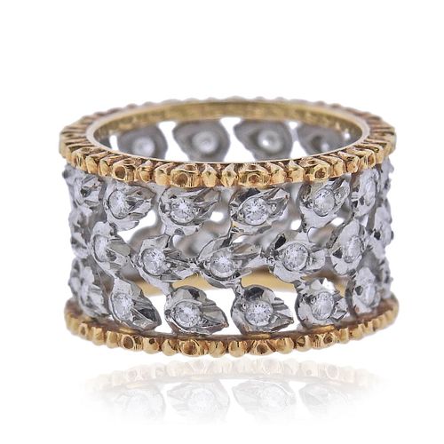 18k Gold Diamond Wide Band Ring