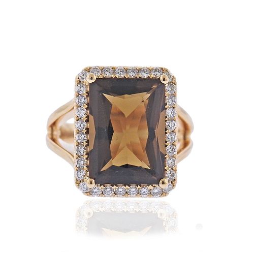 Piero Milano 18k Gold Smokey Quartz Diamond Ring
