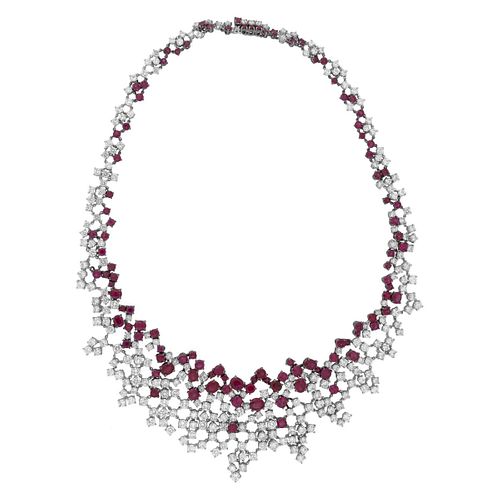 Stefan Hefner 18k Black White Gold Diamond Ruby Necklace