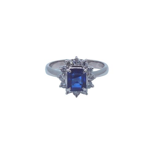 Platinum Corn Flower Blue Sapphire Diamond Ring