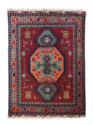Vintage Afghan Kazak Rug, 5'4" x 7'1"