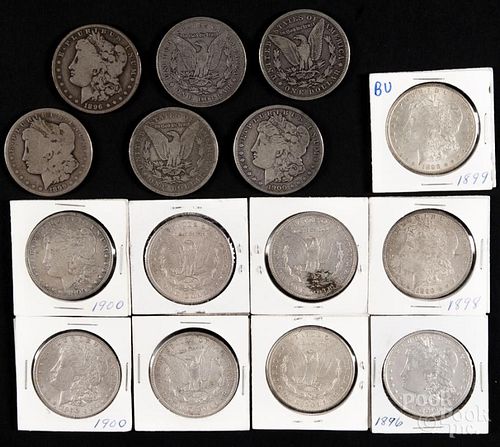 Fifteen Morgan silver dollars, to include three 1896, two 1896 O, two 1898, three 1899 O, an 1899 S