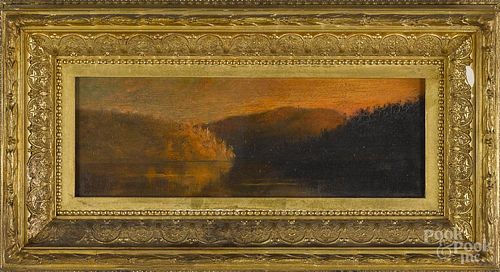 Phoebe Jenks (American 1847-1907), oil on board landscape, signed lower right, 4'' x 12''.