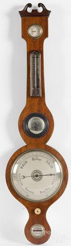 English mahogany banjo barometer, 19th c., inscribed P. Dubini Clerkenwell, 38'' h.