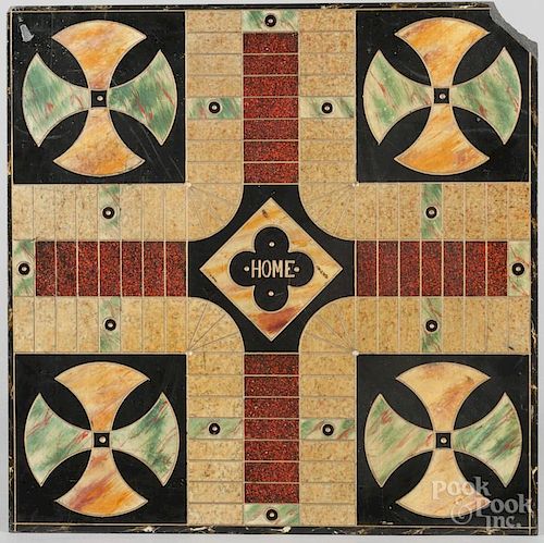 Double-sided slate gameboard, 22'' x 22''.