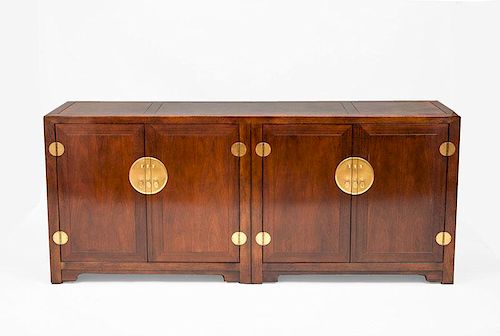 Chinese Brass-Mounted Hardwood Cabinet, Modern