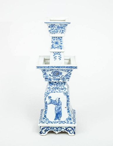 Chinese Blue and White Porcelain Candlestick